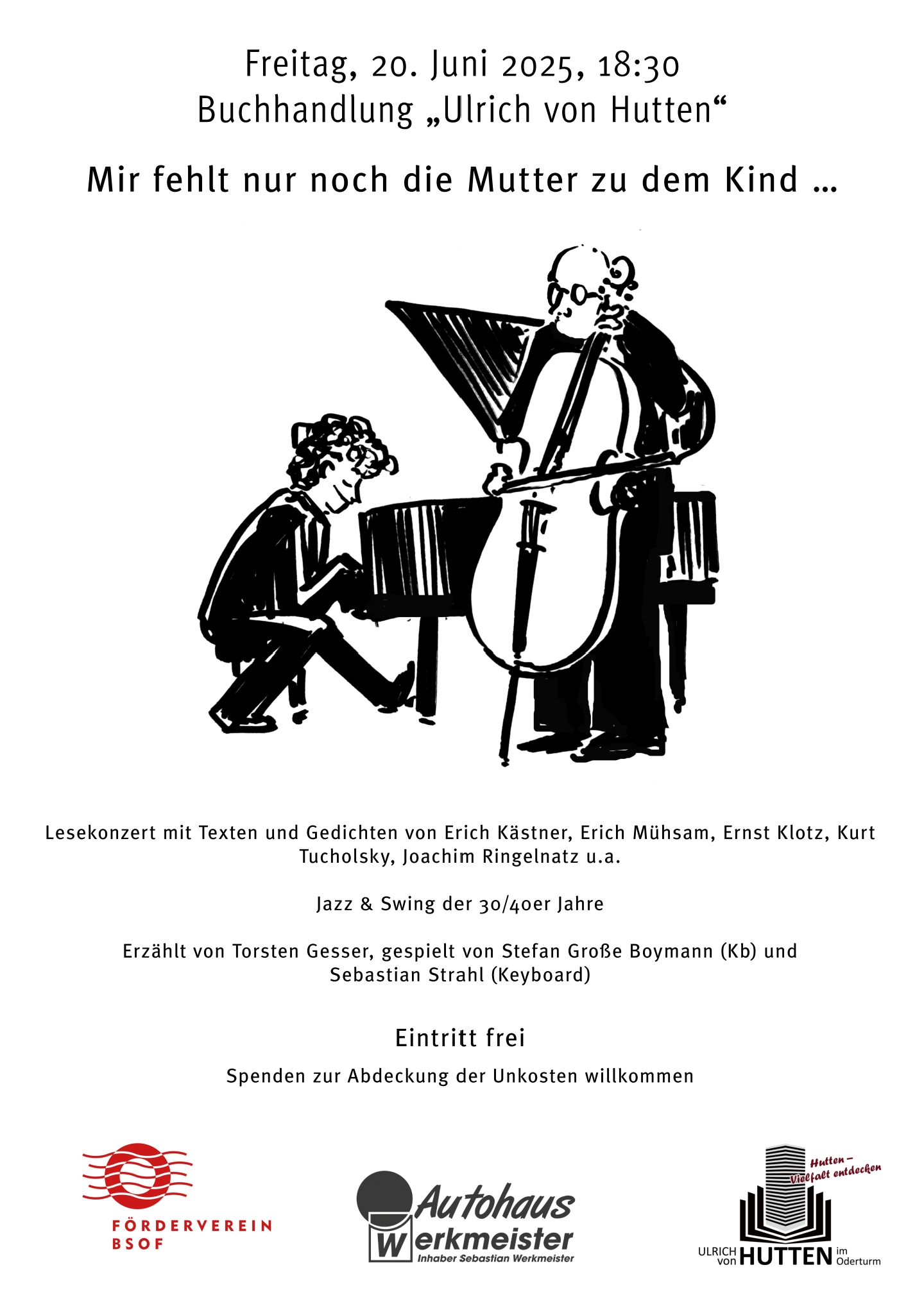 Lesekonzert – Bass & Piano Flyer